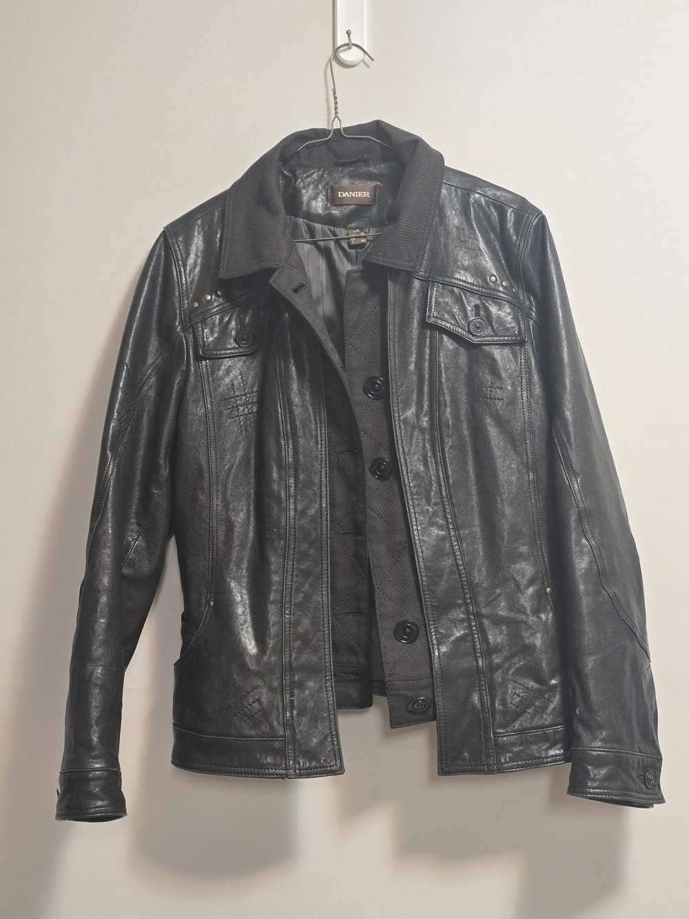 Danier Black Leather Jacket Size Large